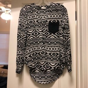 LA Hearts low cut Aztec print top